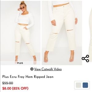 Fray hem ripped jeans